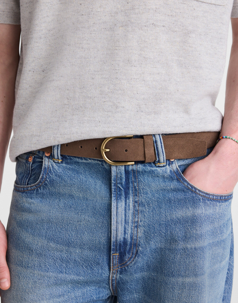Madewell Brass-Buckle Belt in Suede outlook