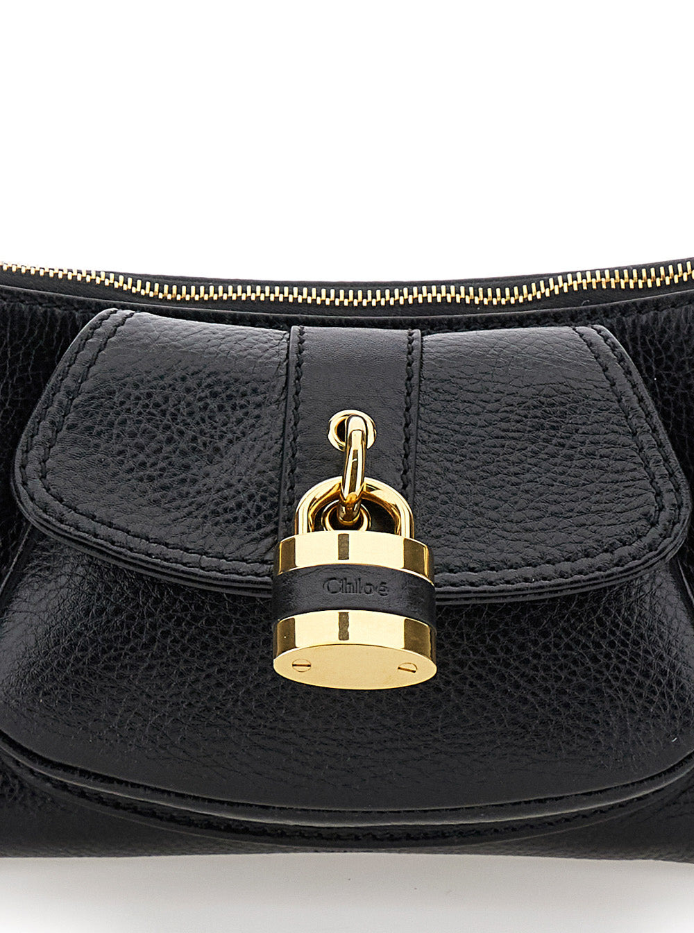 Chloé Women 'The 99' Black Shoulder Bag With Padlock In Hammered Leather Woman - 5