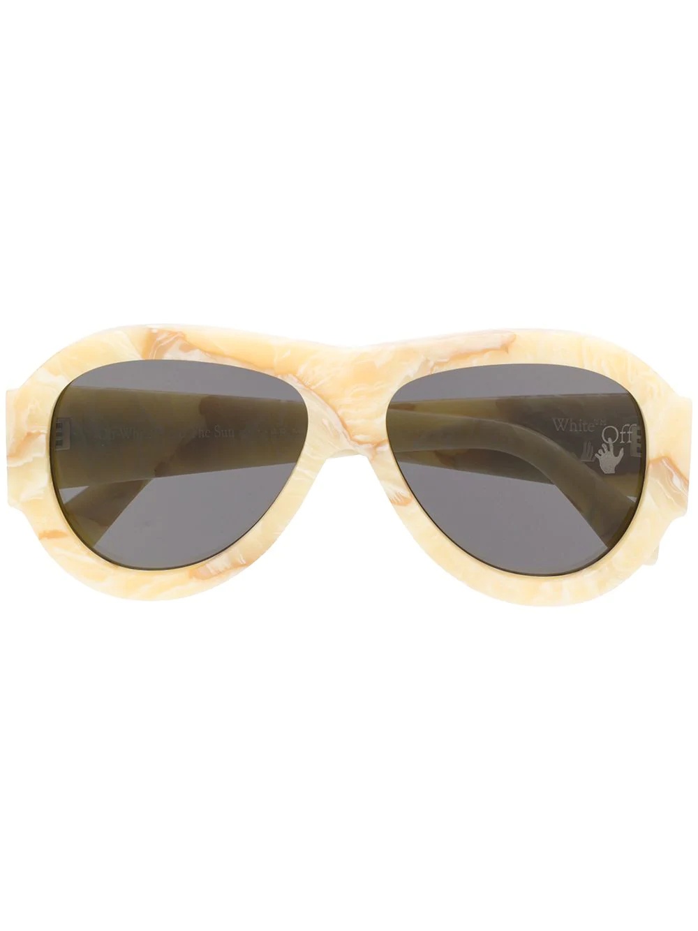 marbled-effect pilot-frame sunglasses - 1