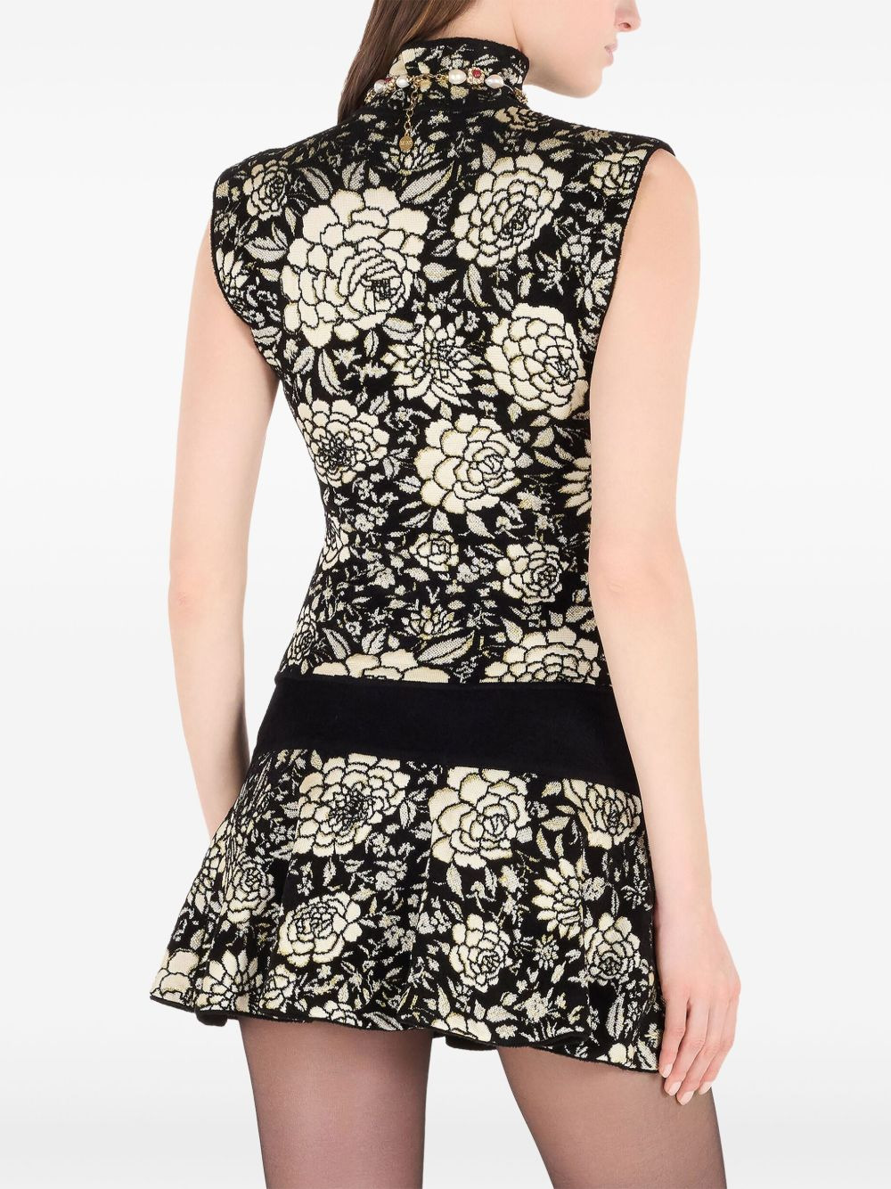 floral-motif high-neck top - 5