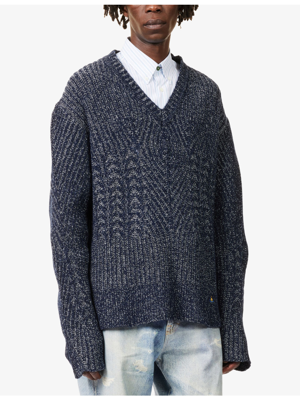 Lottie V-Neck Cotton-Wool Blend Jumper - 3