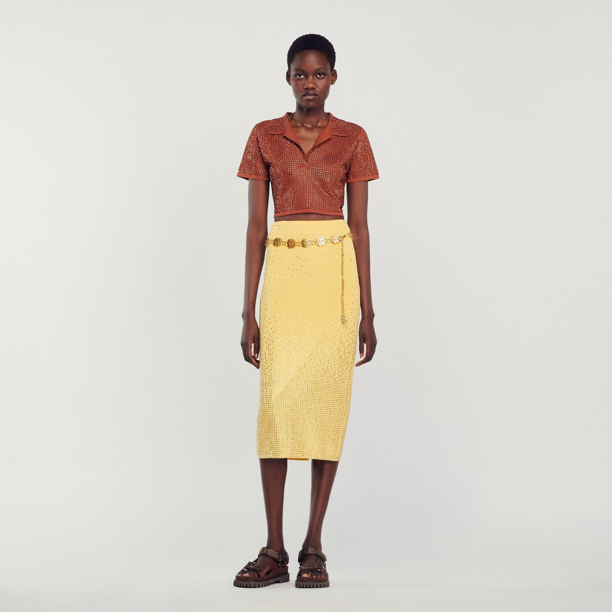 RHINESTONE-EMBELLISHED MIDI SKIRT - 2