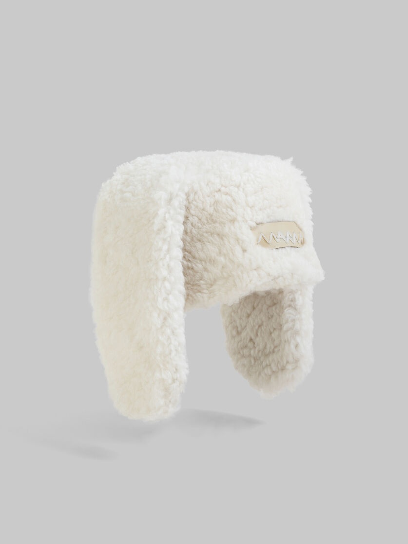 WHITE SHEARLING RABBIT HAT - 1