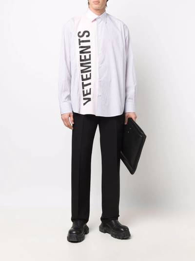 VETEMENTS logo-print striped shirt outlook