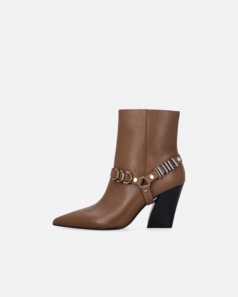 PINKO BOOTIES WITH METAL INSERTS AND LOVE BIRDS LOGO outlook