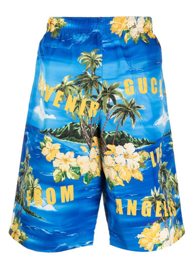 GUCCI graphic-print swim shorts outlook