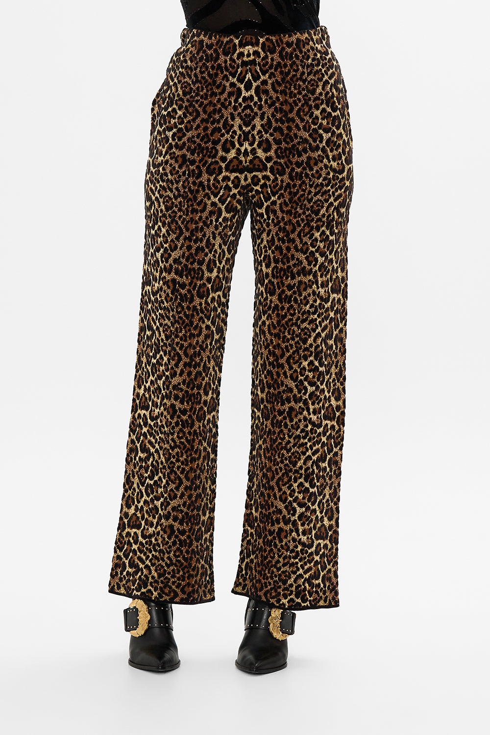 JACQUARD STRAIGHT LEG KNIT PANT - 5