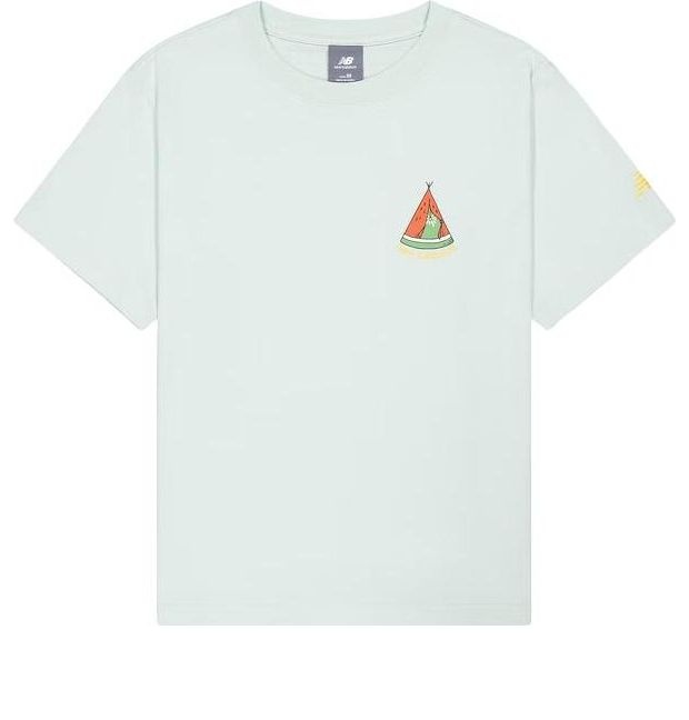 (WMNS) New Balance Cartoon Short Sleeve T-Shirt 'Light Blue' AWT41333-CYS - 1