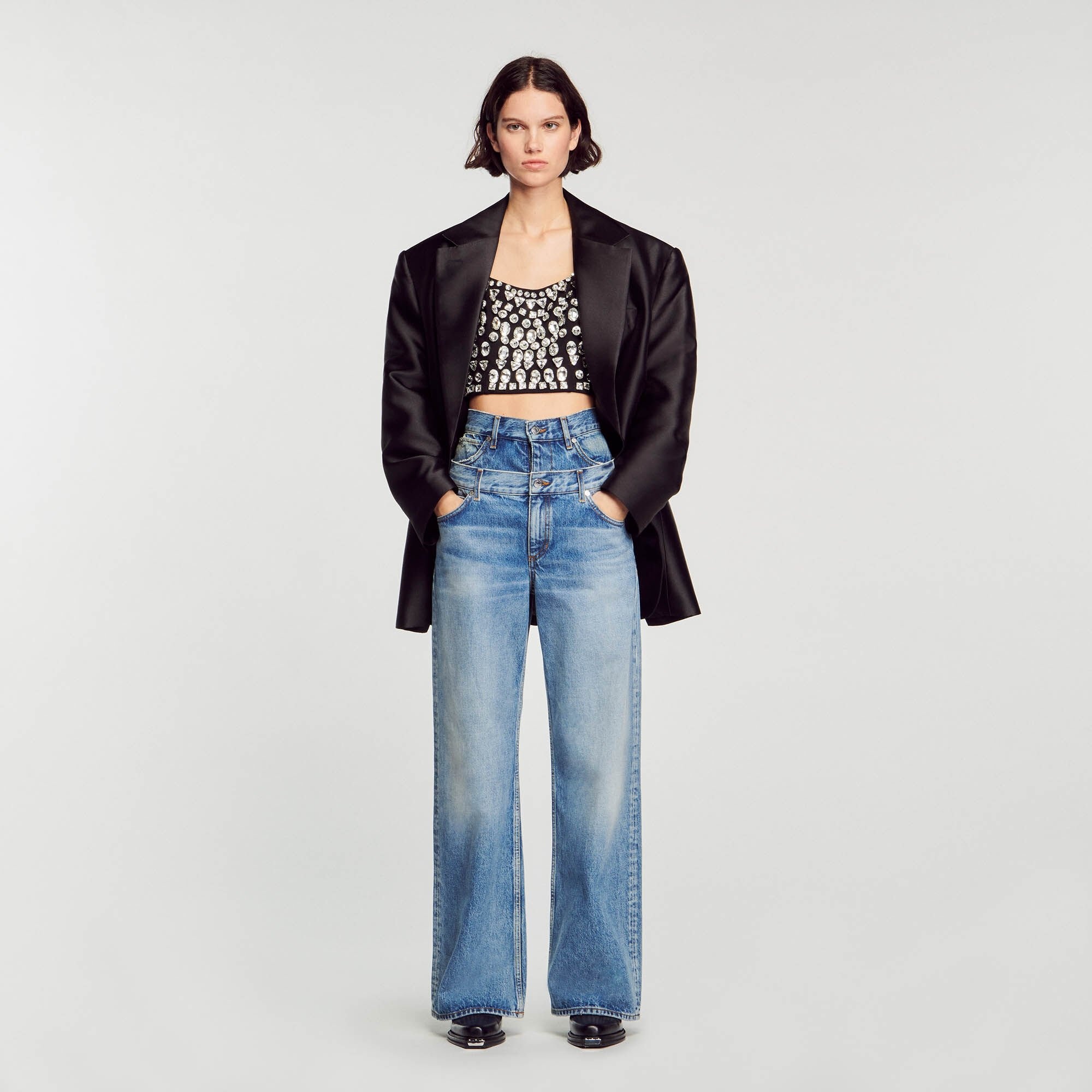 TOP EMBELLISHED WITH RHINESTONE GEMS - 2