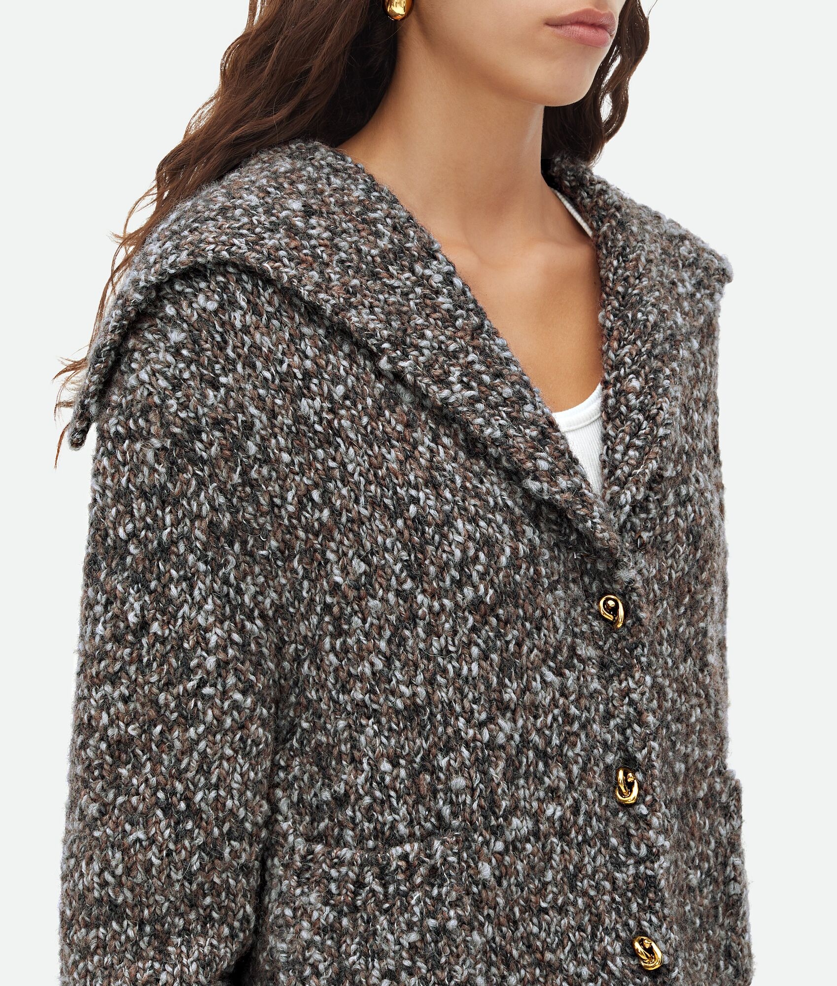 Alpaca Cardigan With Knot Buttons - 4