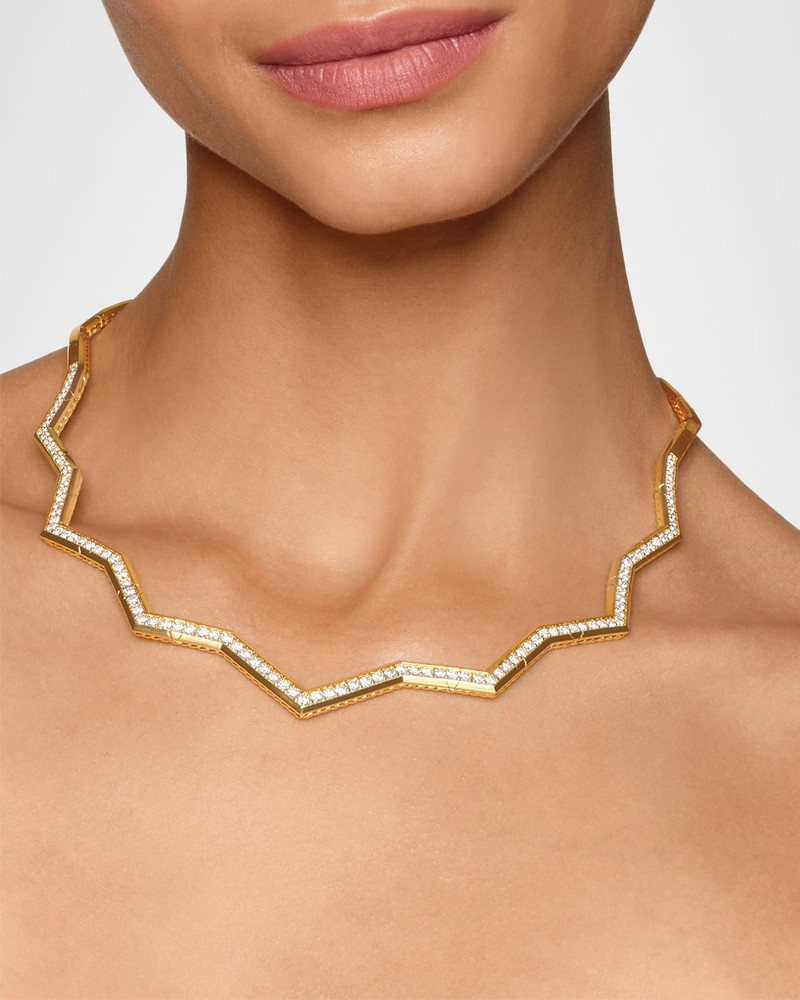 DAVID YURMAN Zig Zag Stax Necklace with Diamonds in 18K Gold, 5mm outlook