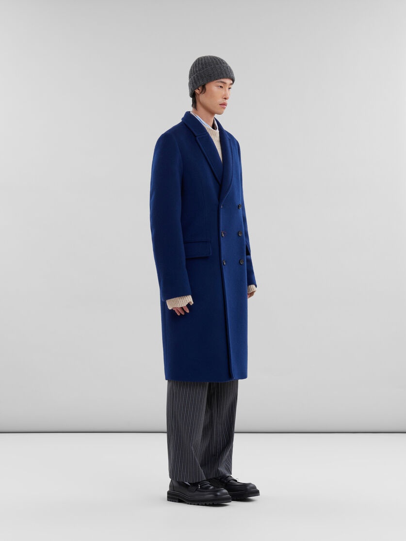 BLUE FELT DOUBLE-BREASTED COAT WITH MARNI MENDING - 6