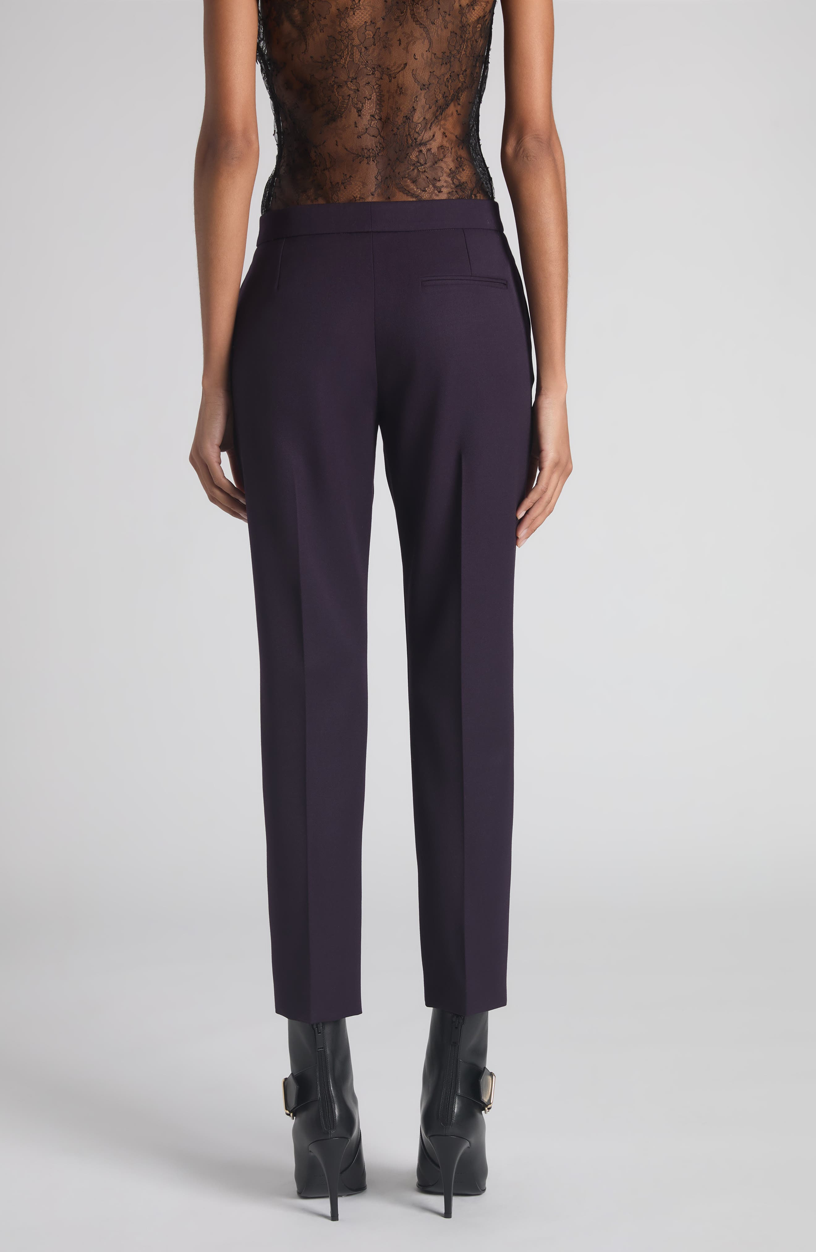 McQueen Wool Cigarette Trousers in Violet at Nordstrom - 2