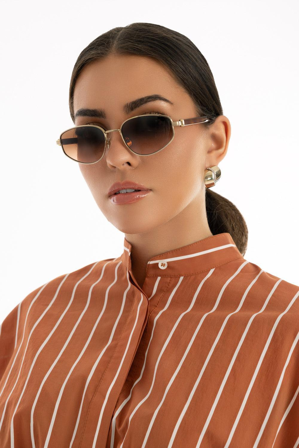 Angled Lens Sunglasses - Orange - 2