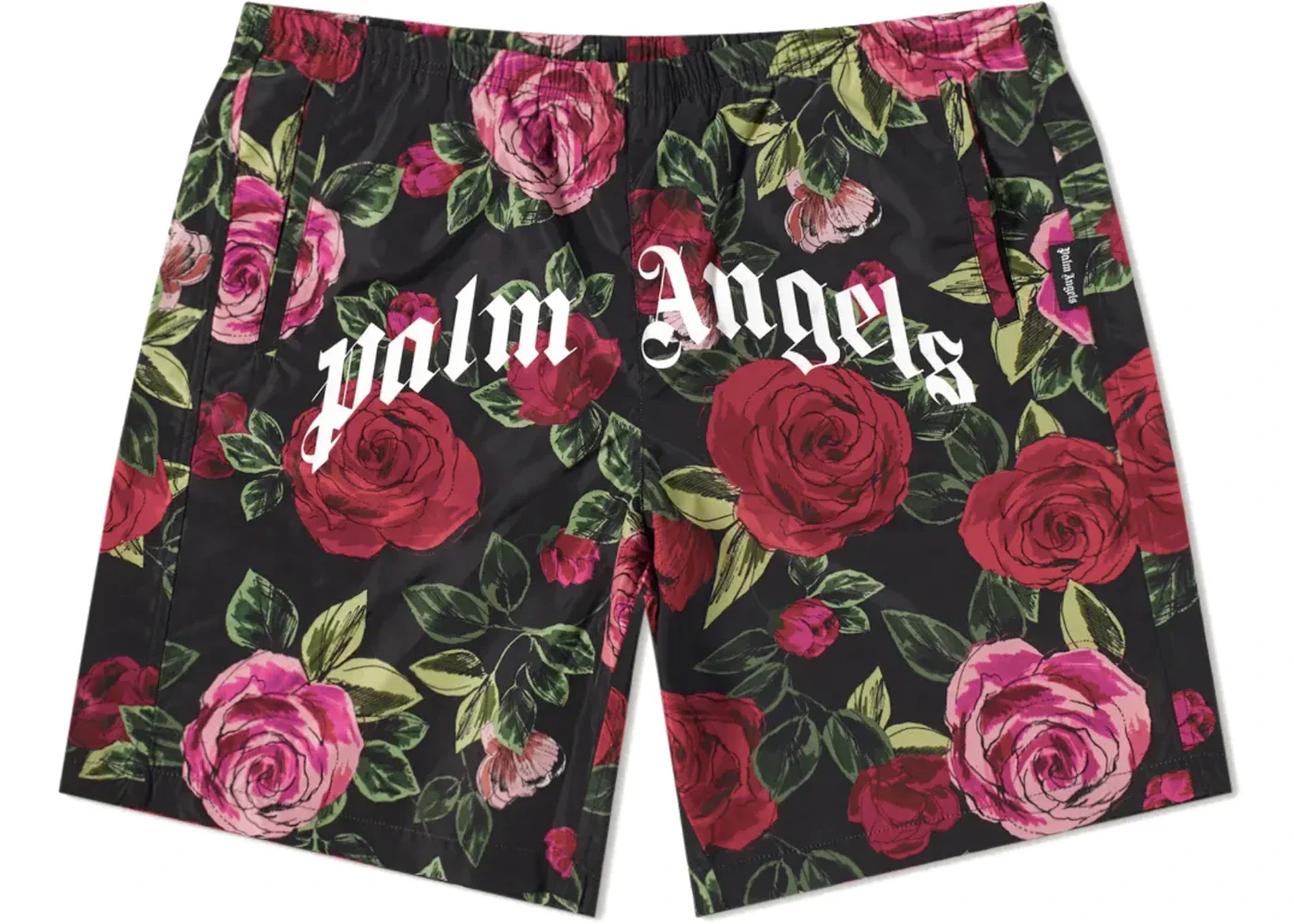 Palm Angels x END Allover Rose Swim Shorts Red - 1