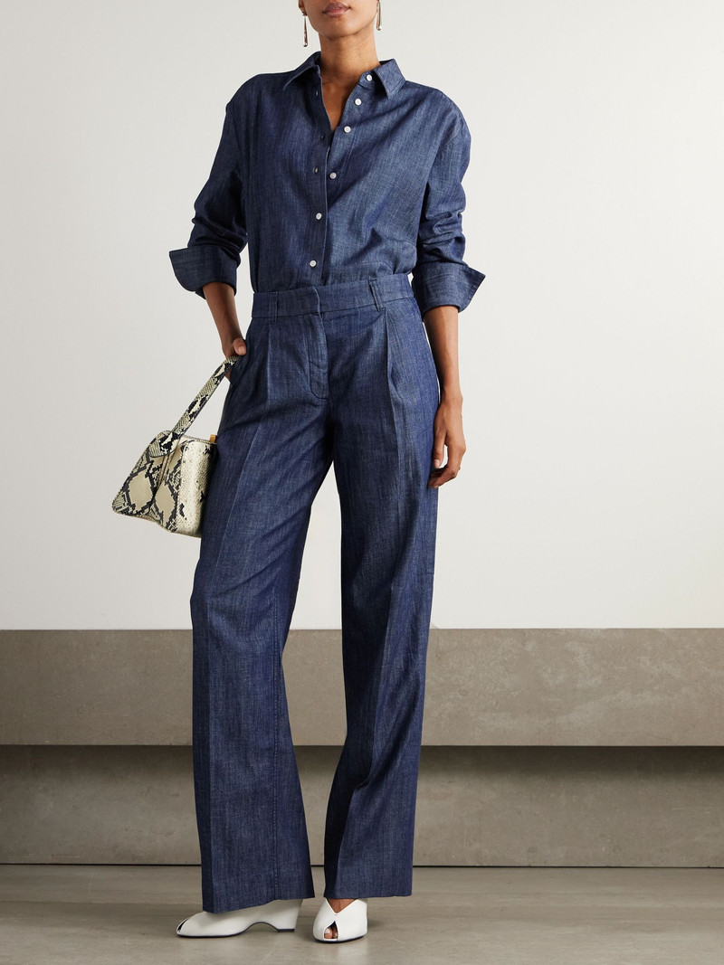Another Tomorrow Oversized organic cotton-chambray shirt Navy outlook