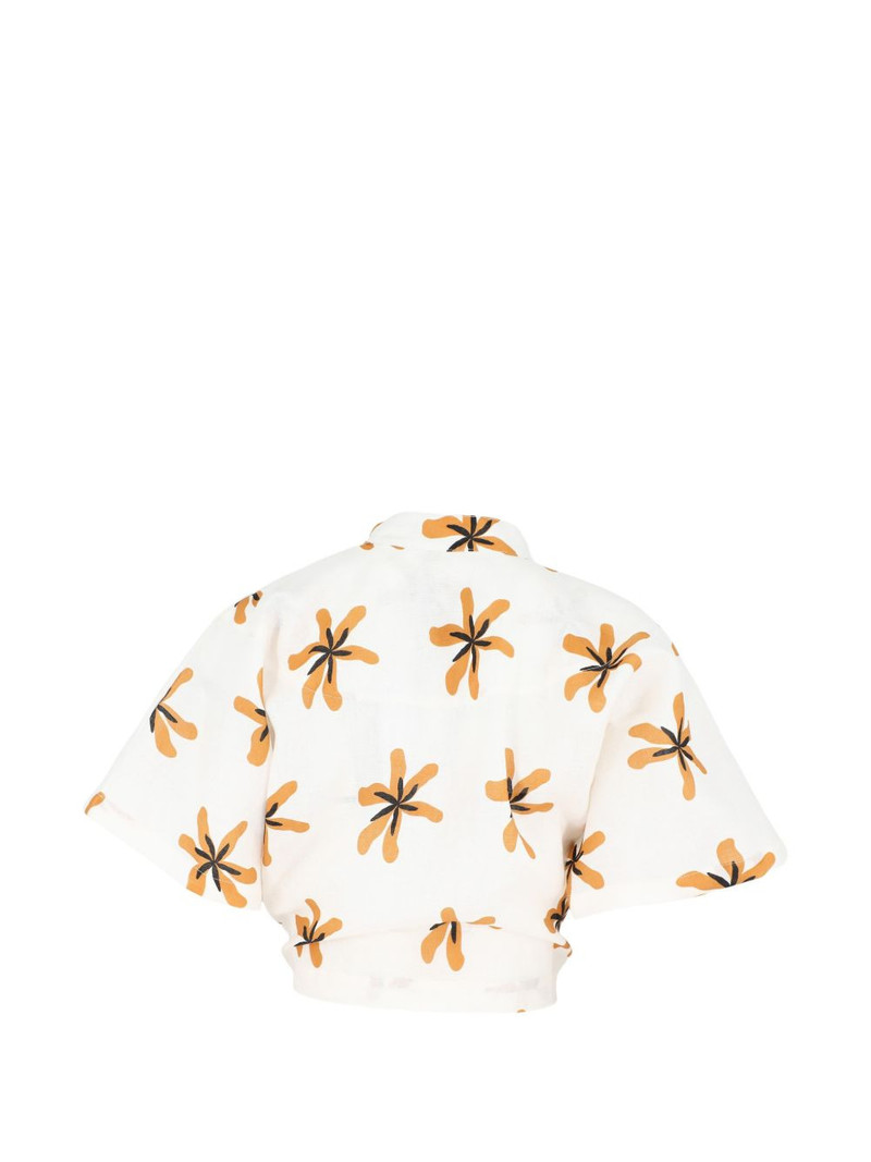 CALA de la CRUZ tie-detail floral-print top outlook