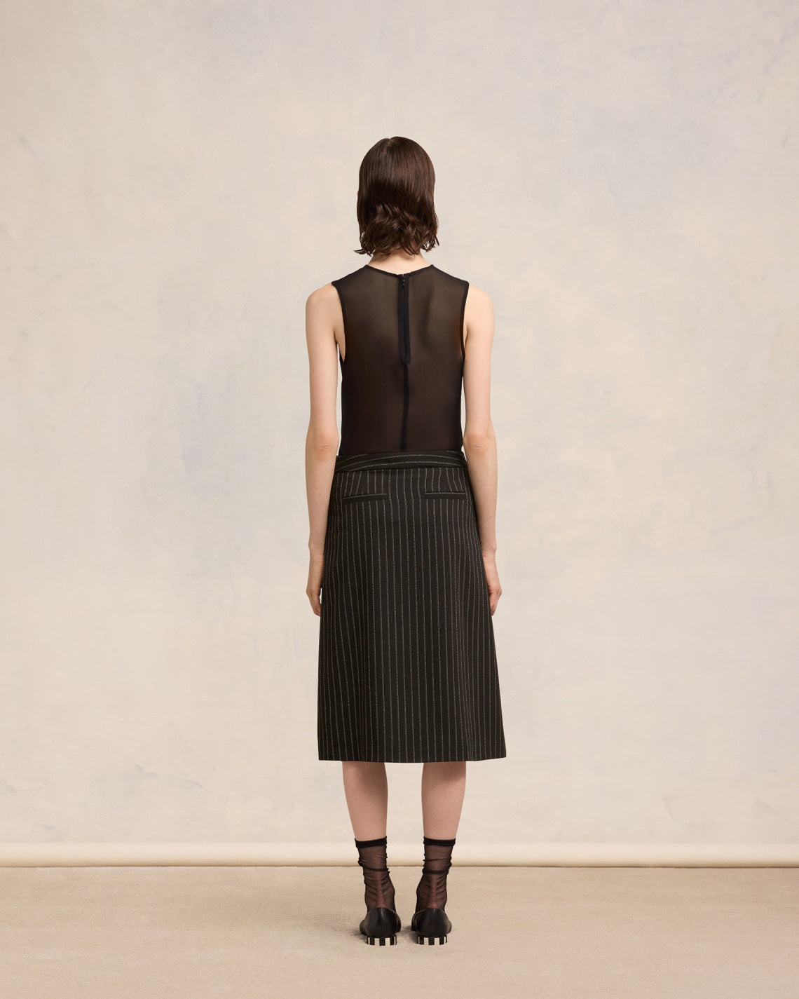 MIDI BELTED SKIRT WITH SLIT - 4