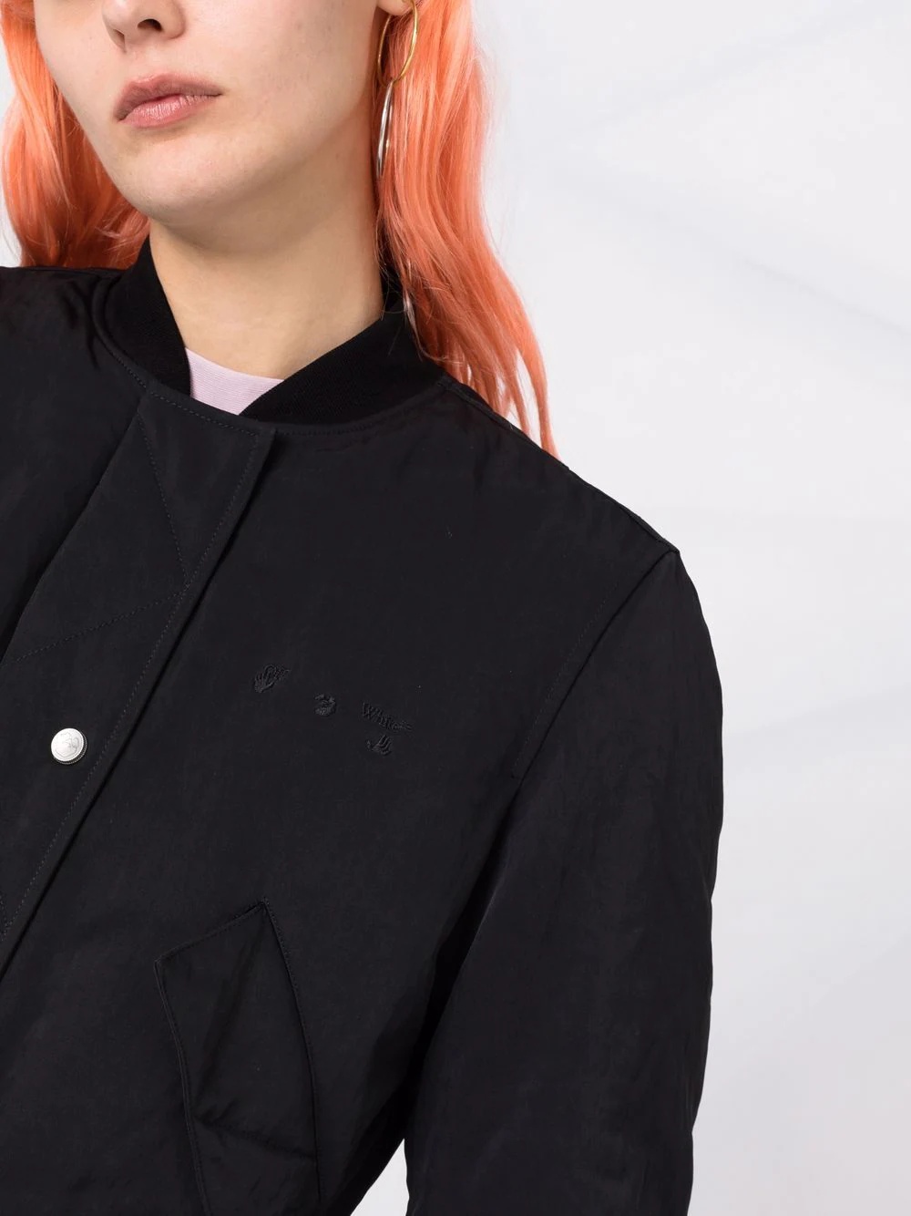 embroidered logo bomber jacket - 3