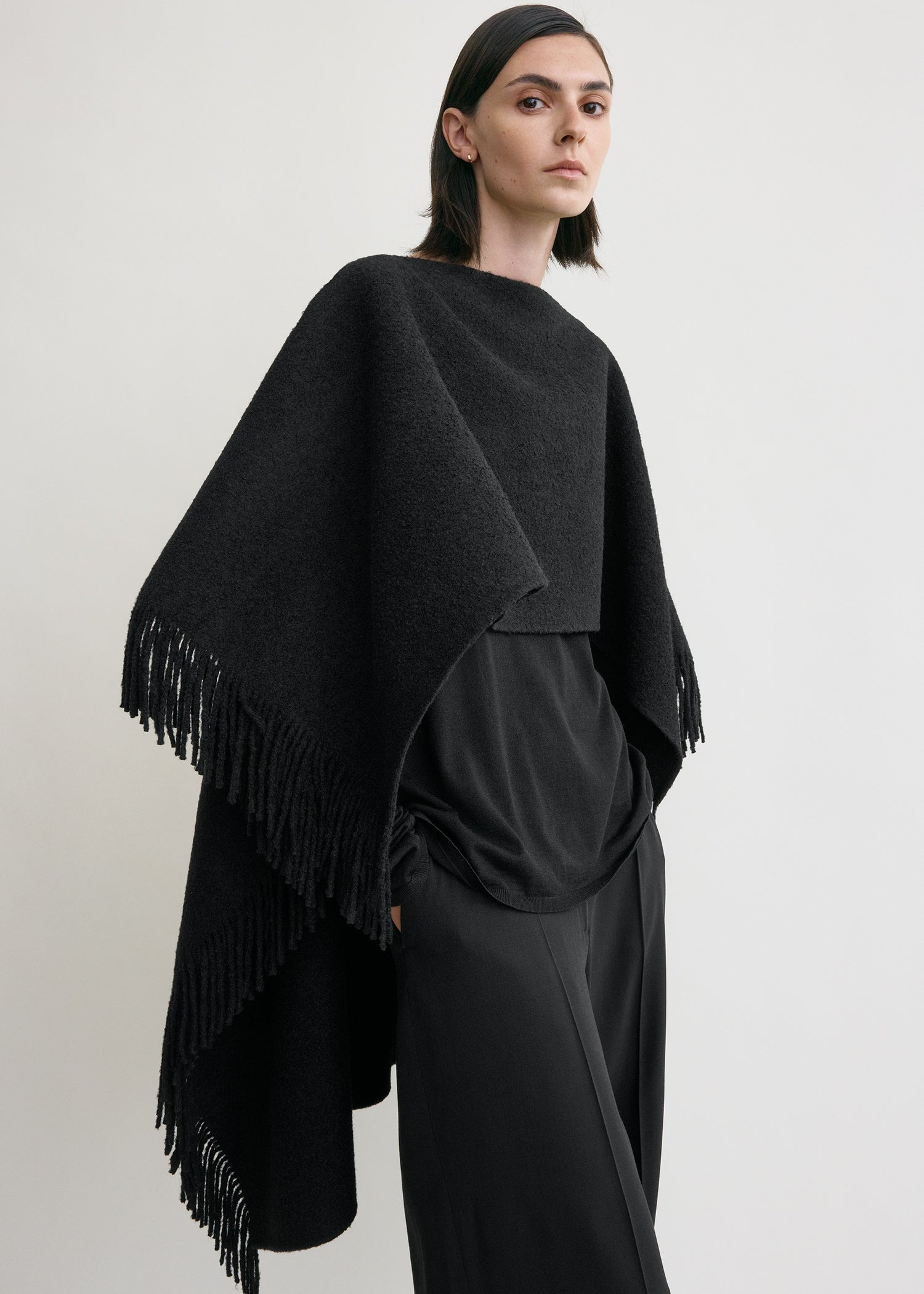 Fringed poncho black - 4