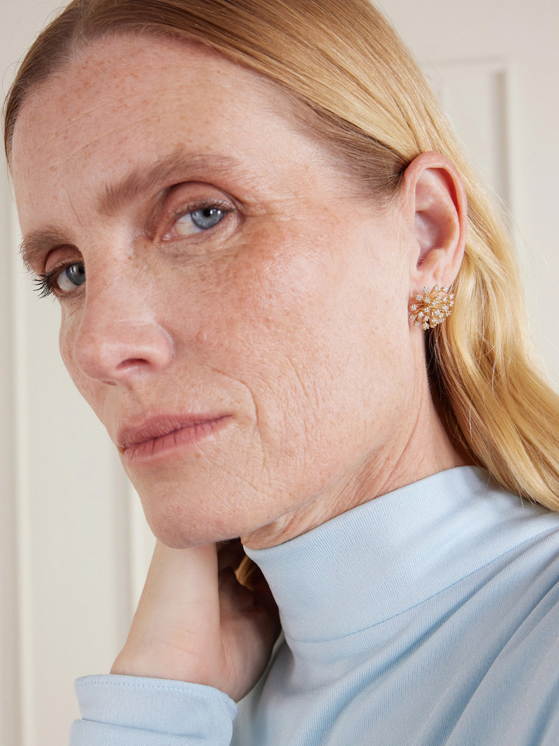 SYDNEY EVAN Burst Flower 14-karat Gold Diamond Earrings outlook