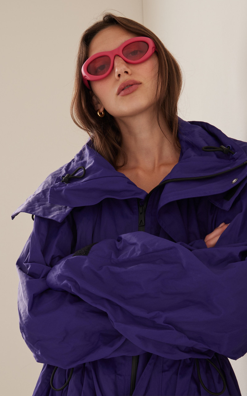 Bottega Veneta Round Cat-Eye Rubber Sunglasses pink outlook