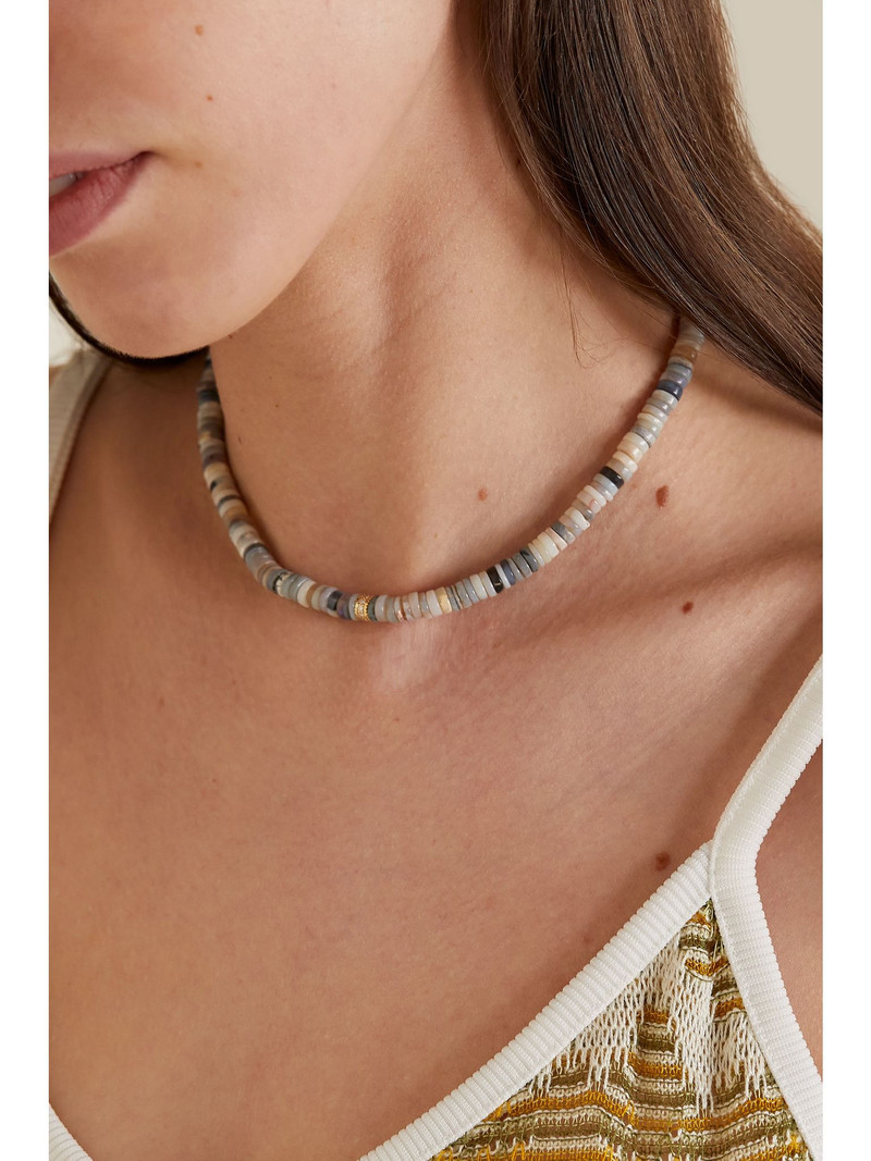 SYDNEY EVAN 14-karat gold, opal and diamond necklace Green outlook