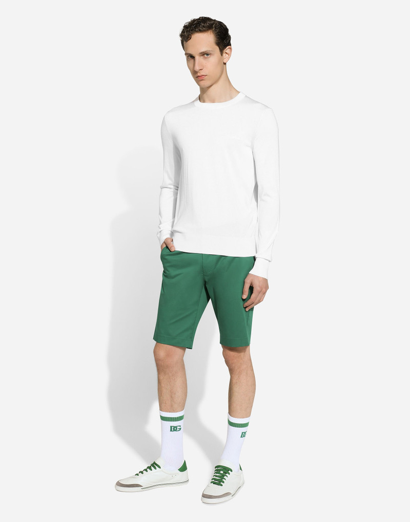 Dolce & Gabbana Round-neck silk sweater with Dolce&Gabbana logo outlook