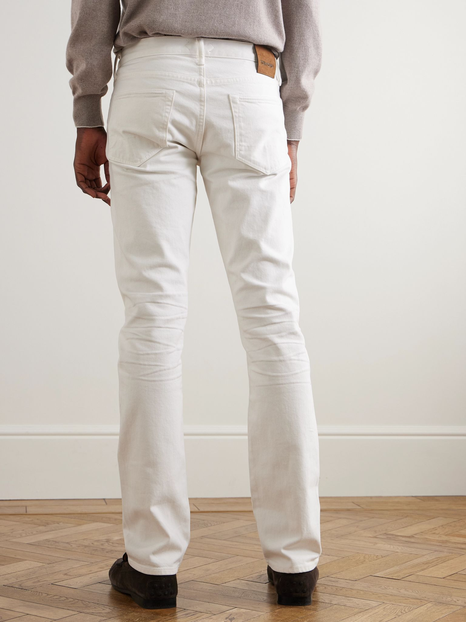 Slim-Fit Straight-Leg Selvedge Jeans Ivory - 4