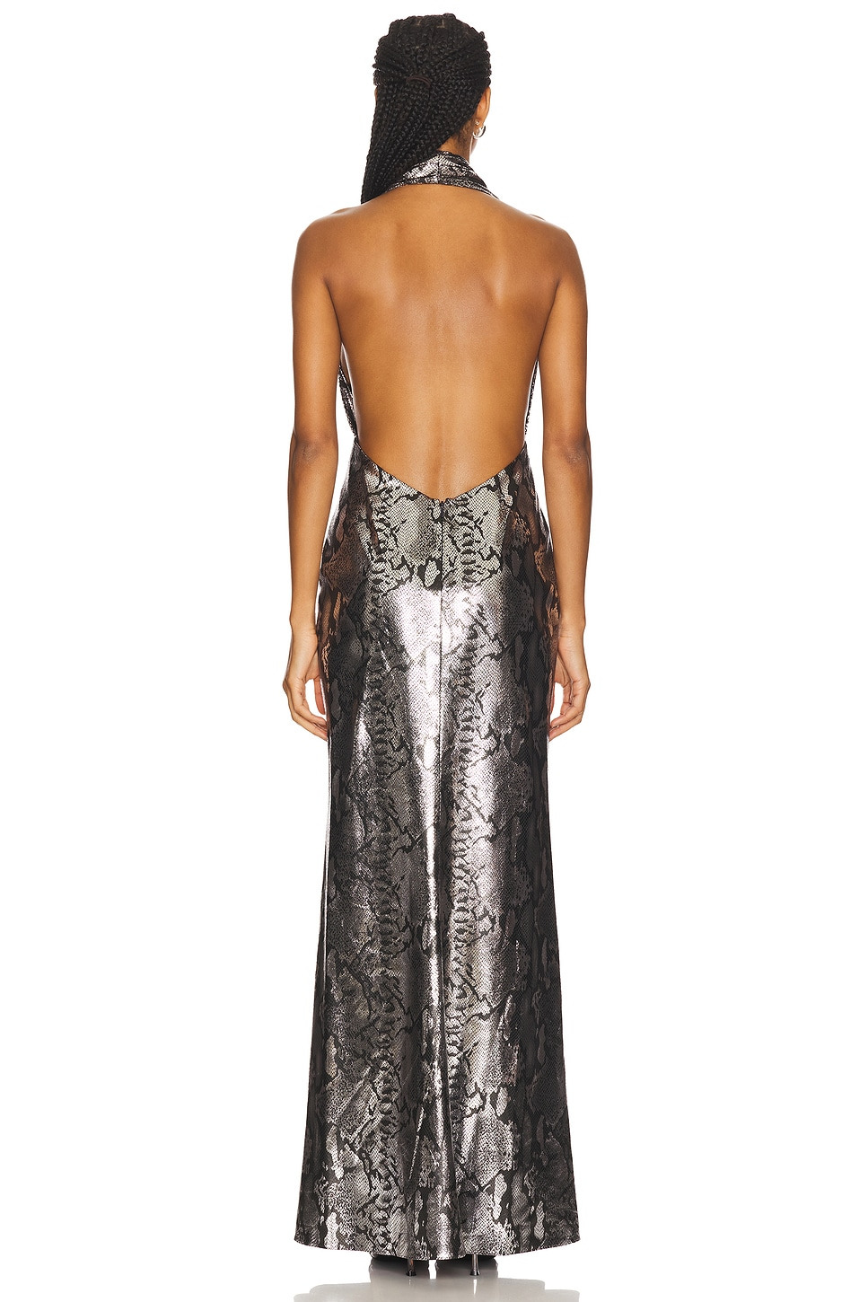 Metal Snake Deep Cowl Neck Gown - 3