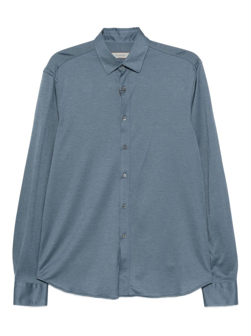 long-sleeve cotton-blend shirt 1