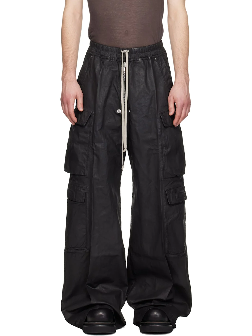 Black Temple Double Jumbo Belas Denim Cargo Pants - 1
