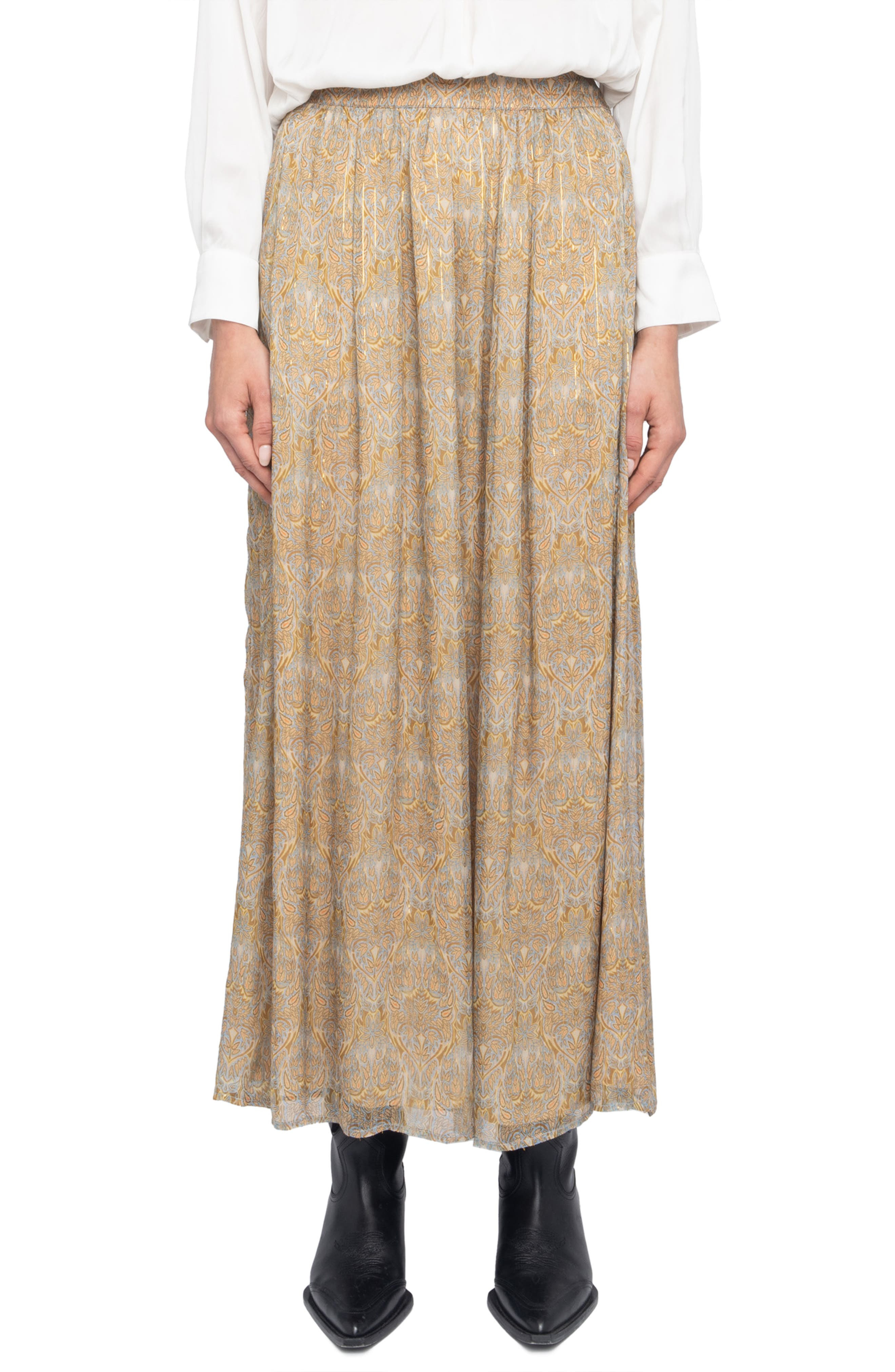 Zadig & Voltaire Jady Paisley Print Maxi Skirt in Cloud at Nordstrom - 1