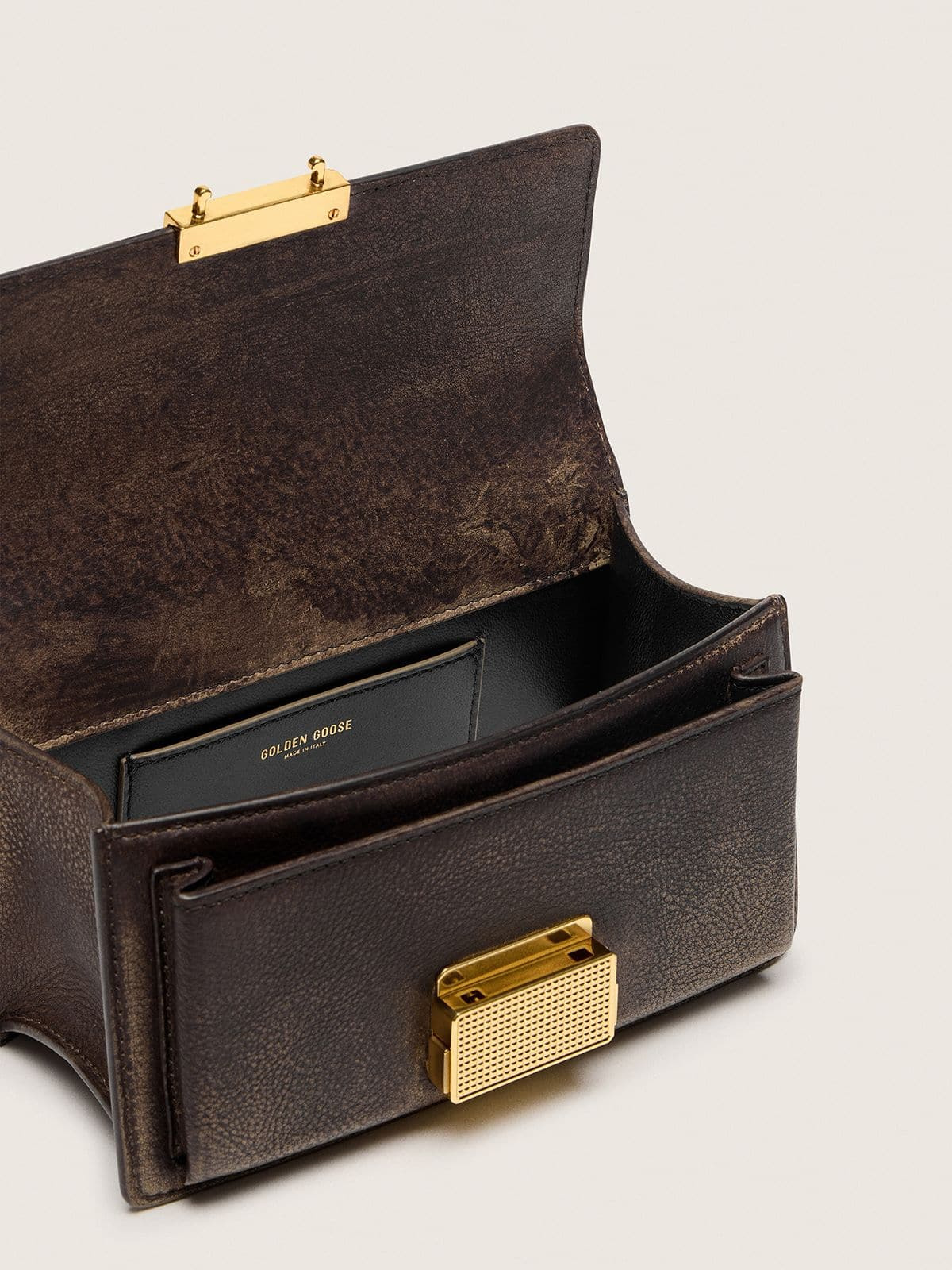 Small Venezia Bag in dark brown leather with gold buckle - 5