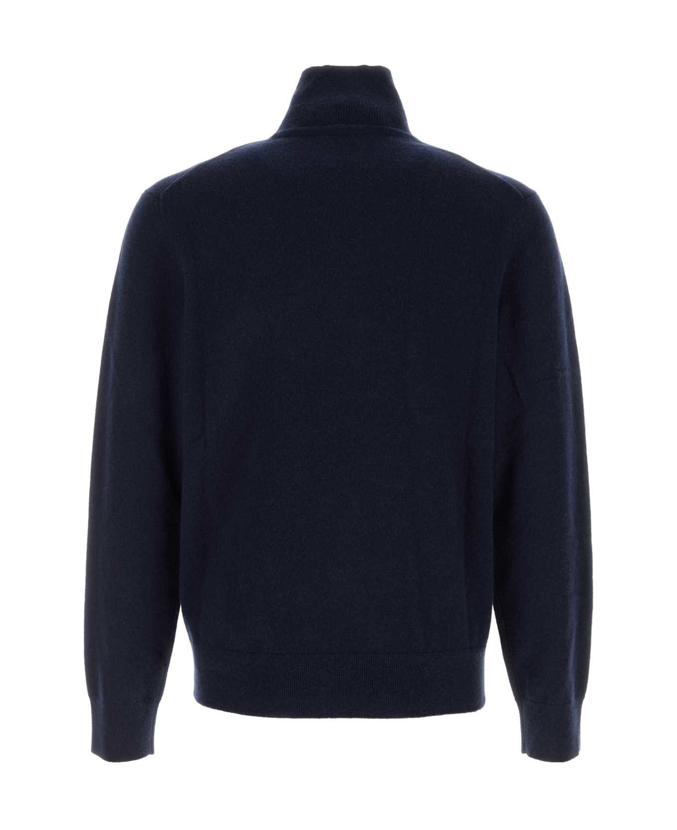 Dark Blu Stretch Cashmere Blend Sweater - 2
