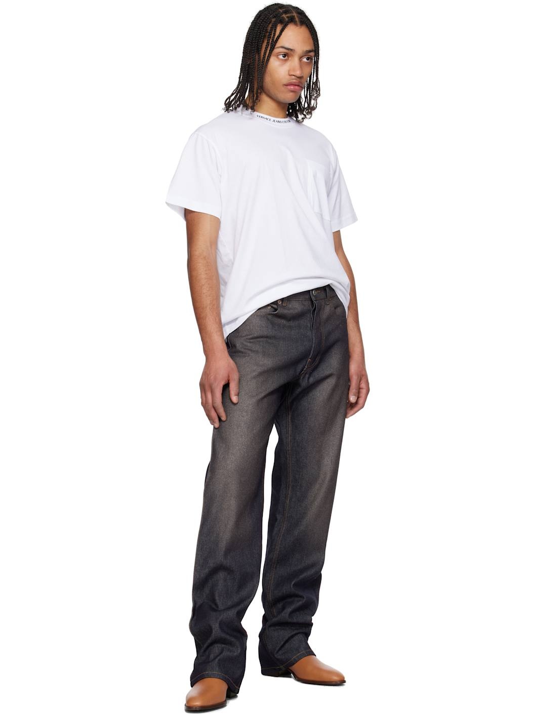 White Logo Collar T-shirt - 4