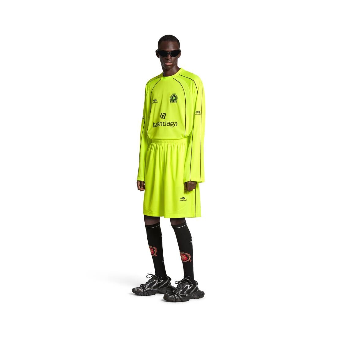 Soccer Baggy Shorts in Neon Yellow - 2