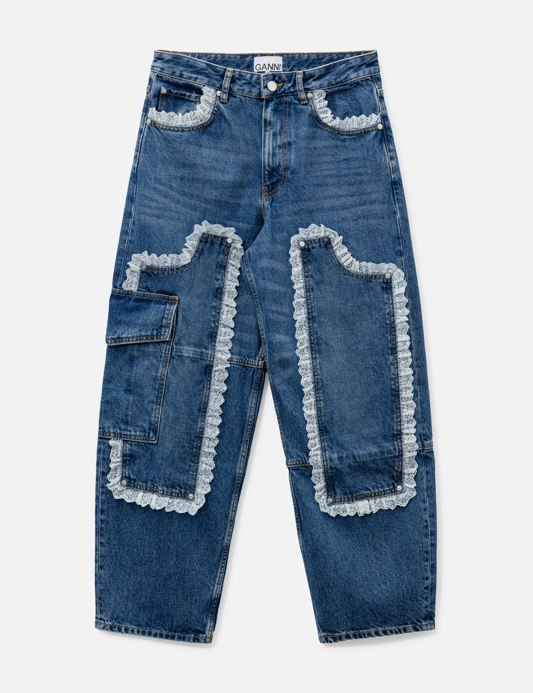 AUDRI LACE JEANS IN RIGID DENIM - 1