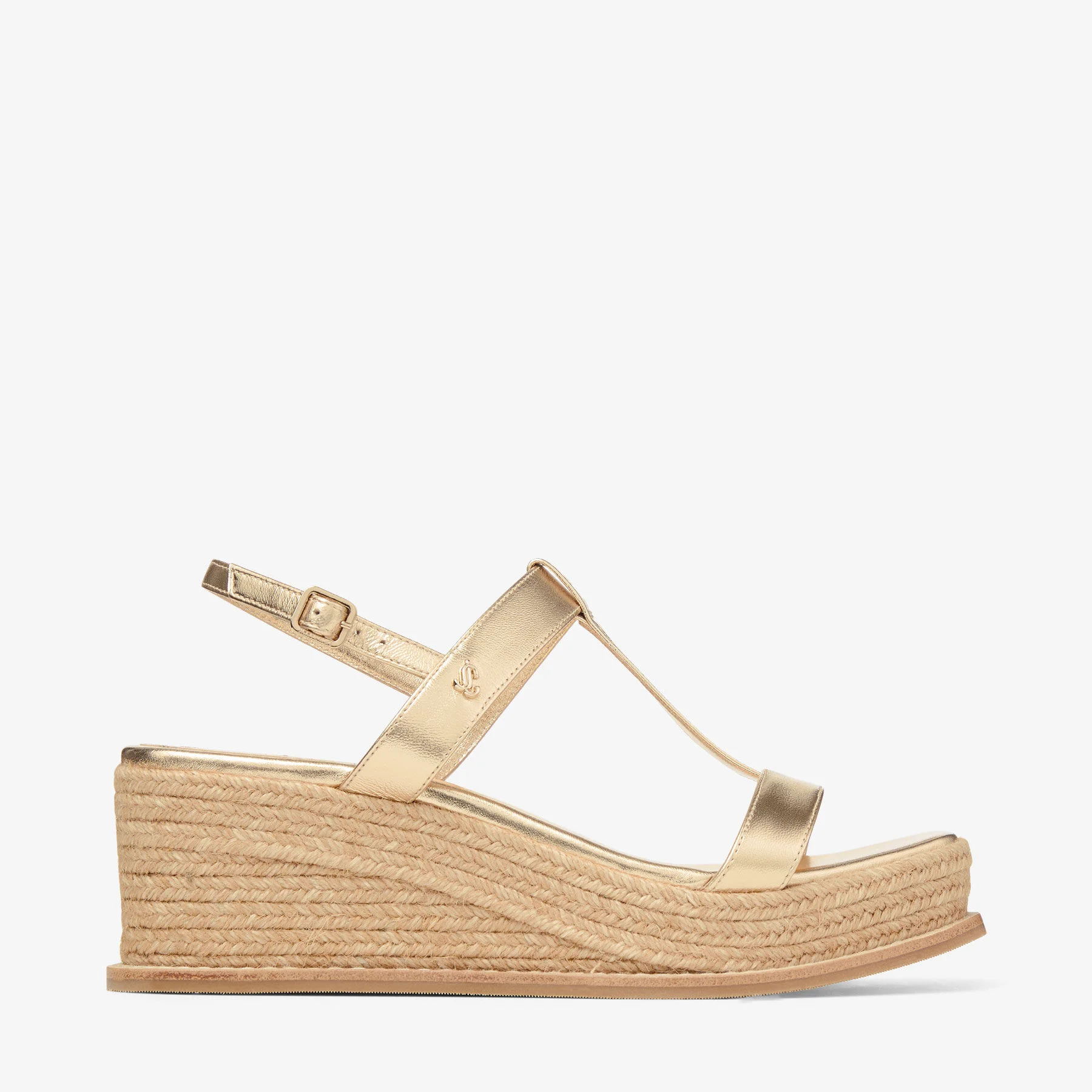 Theia Wedge 60
Gold Metallic Leather Wedge Sandals - 1