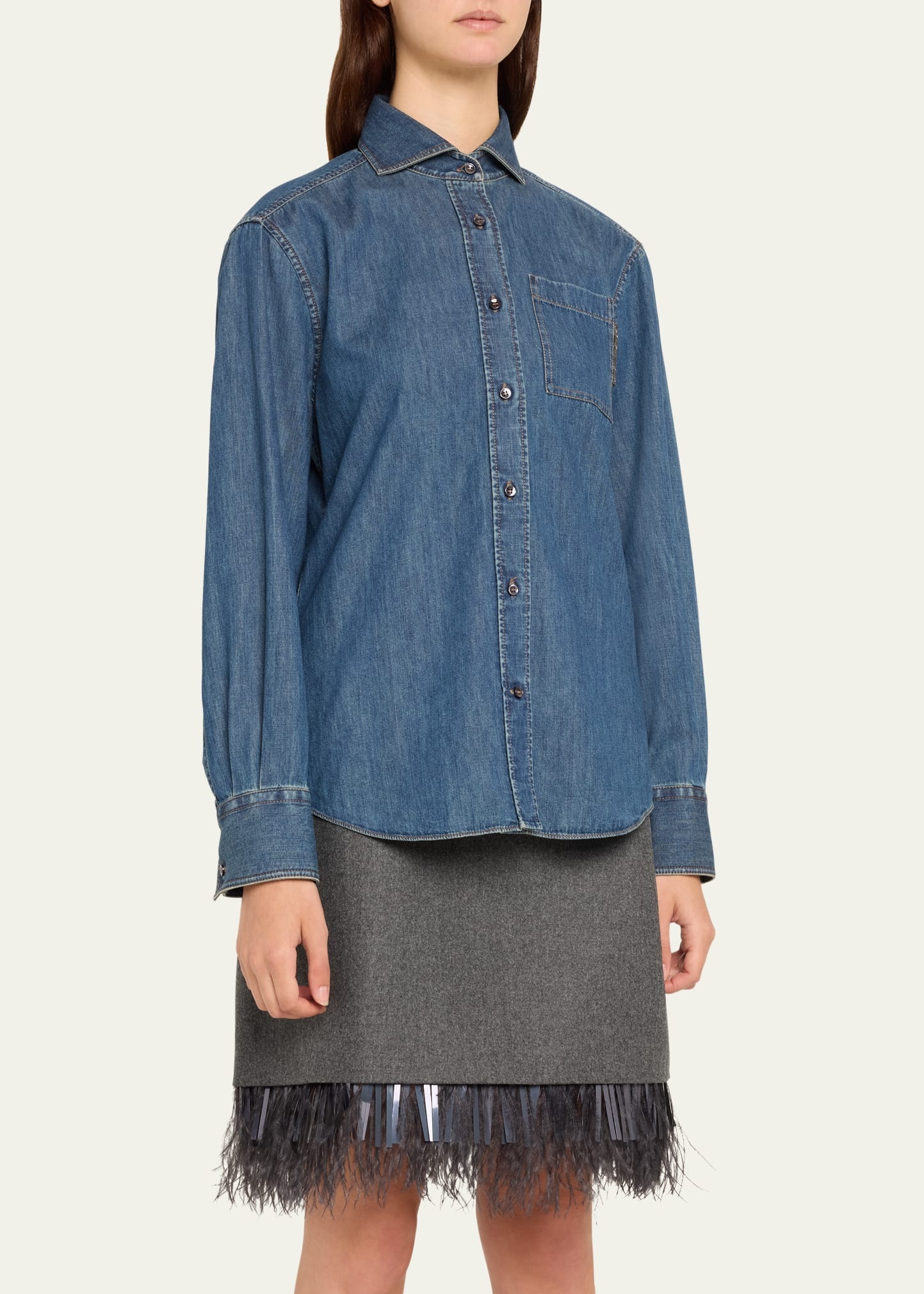 Monili Pocket Tab Denim Shirt - 4