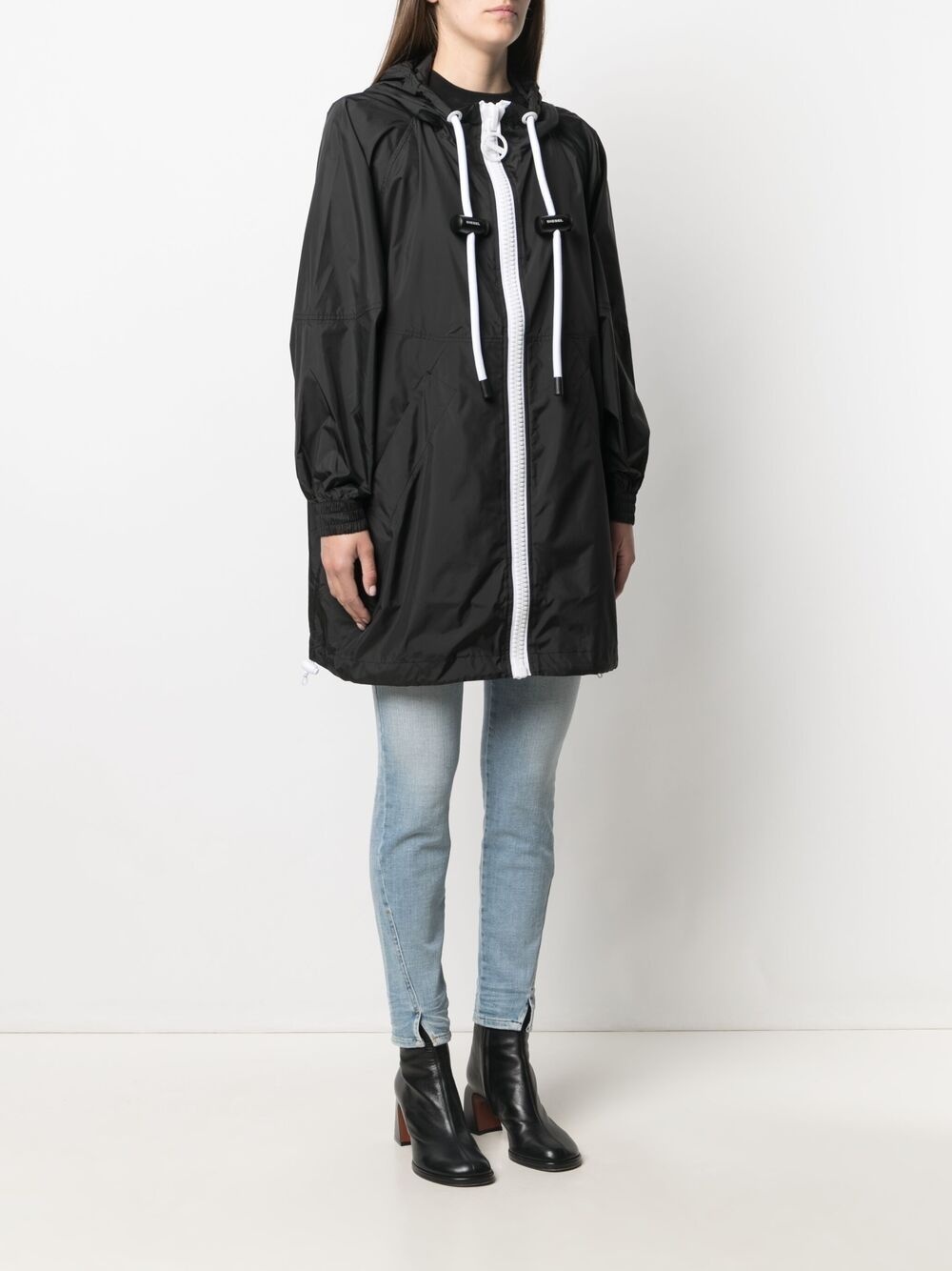 two-tone short parka coat - 3