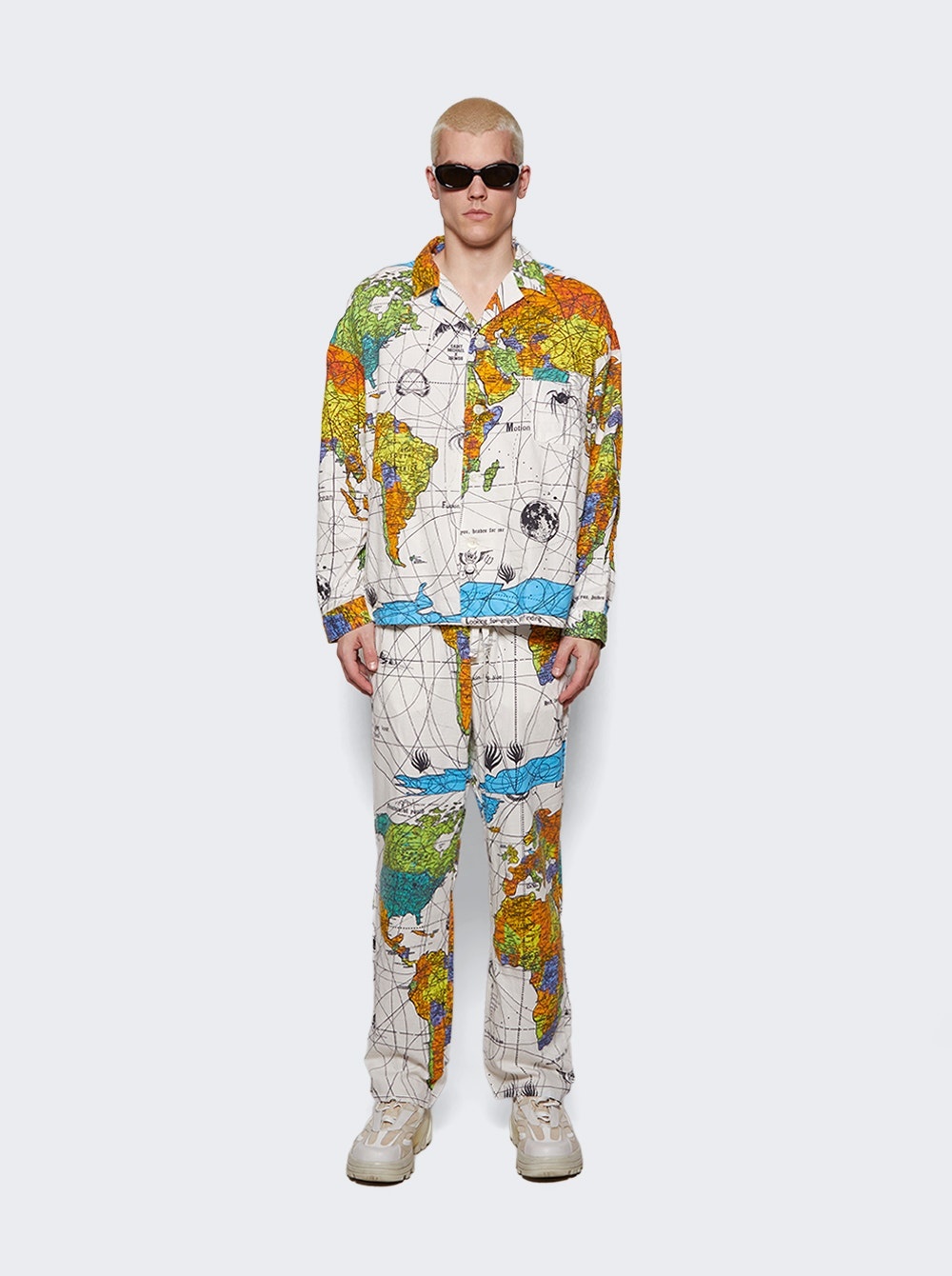 X DR WOO Pajama World Map Shirt White - 2