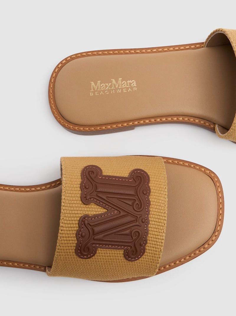 存在感抜群 ☆ Max Mara 10mm Cotton & leather slides Max Mara 10mm Cotton & leather slides | REVERSIBLE
