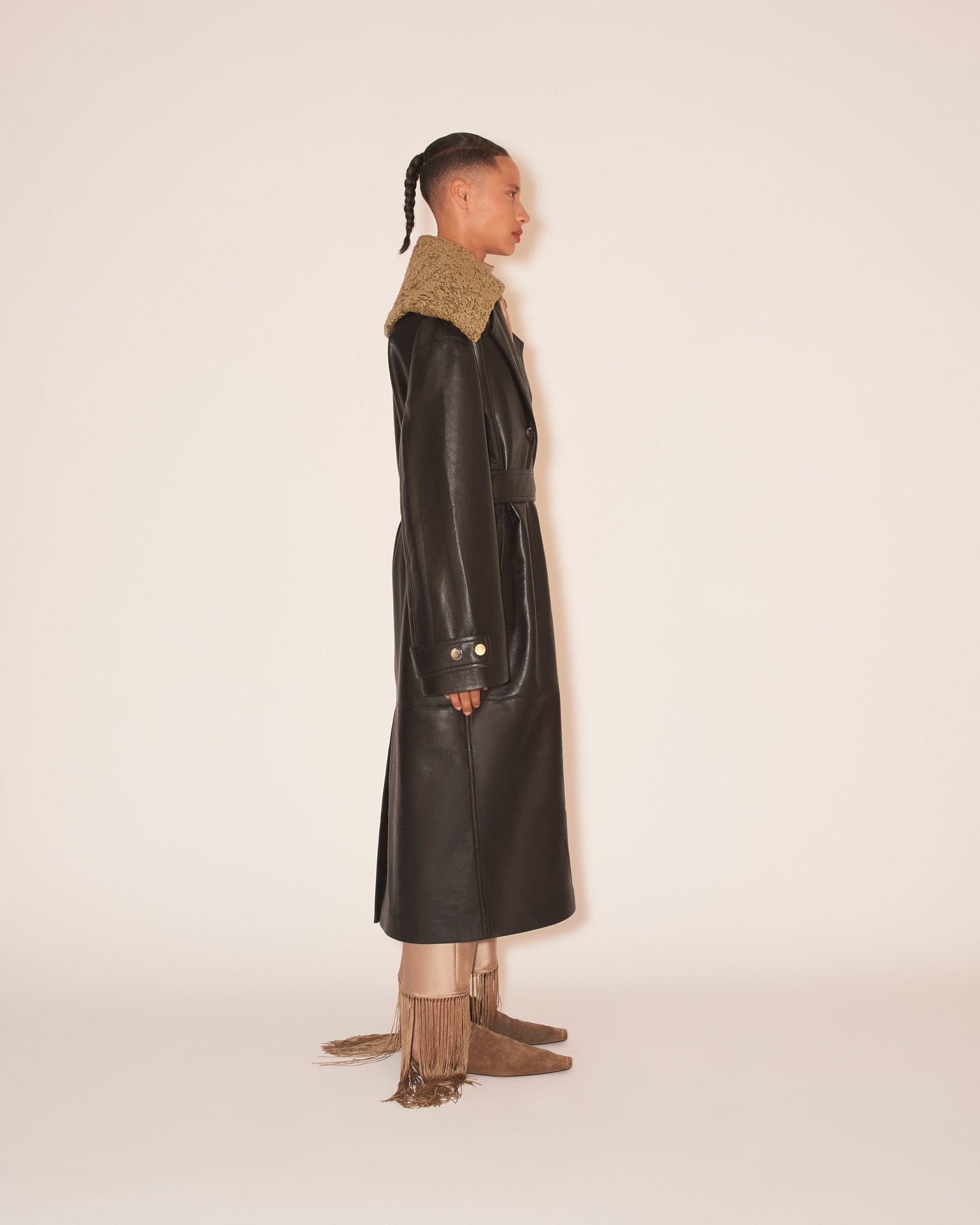 TRAVIS - Belted coat - Black/khaki - 4