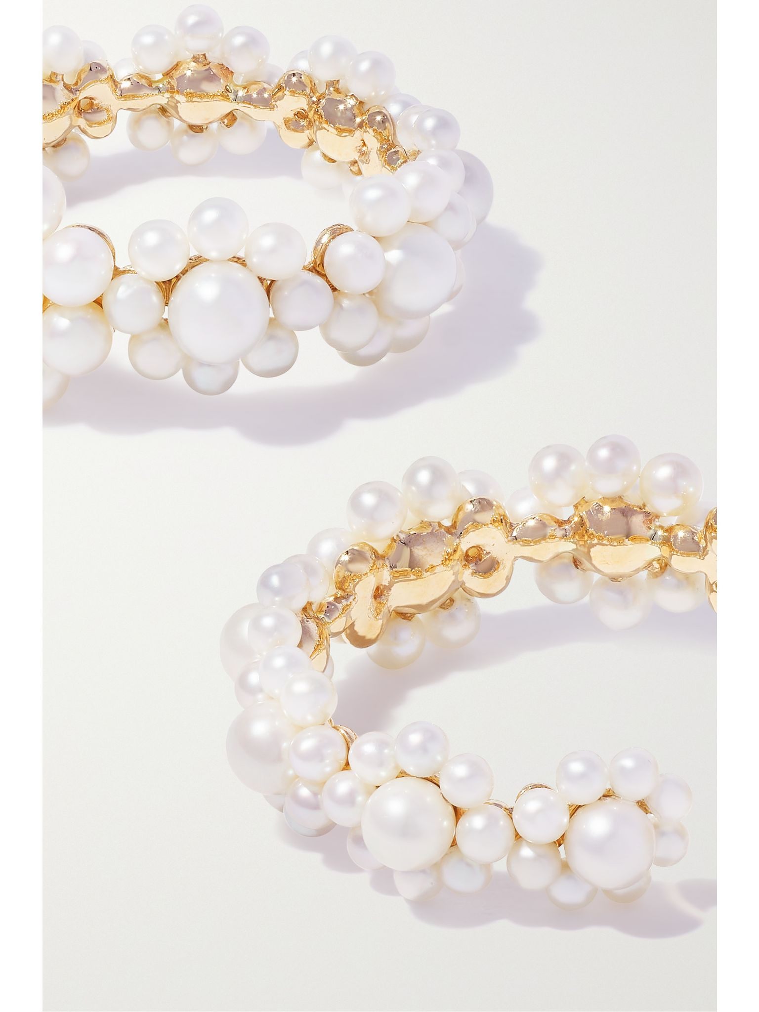 Jardin Boucle 14-karat gold pearl earrings White - 4