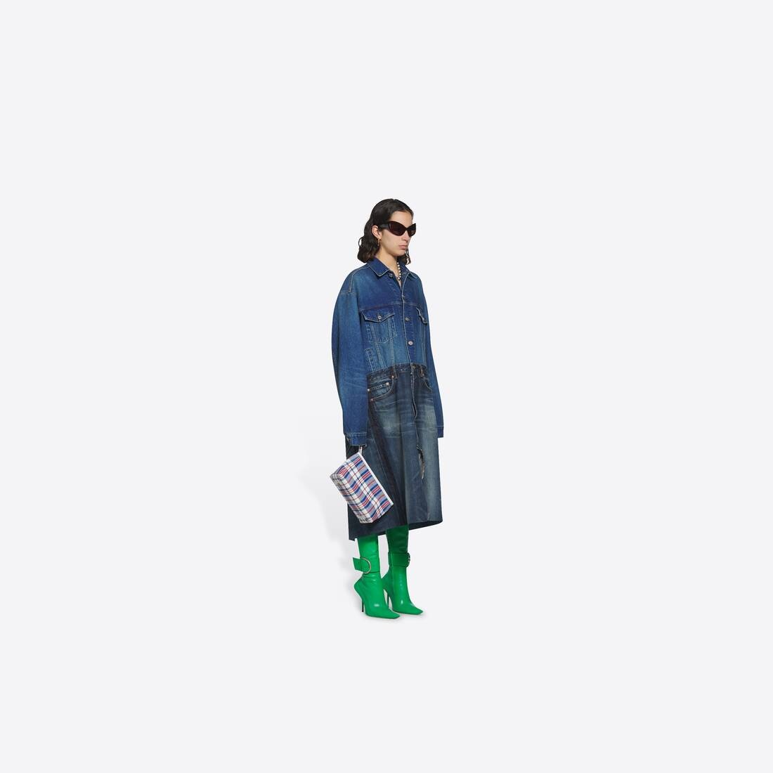 Women's Barbes Small Zip Pouch Check Printed in Blue - 5