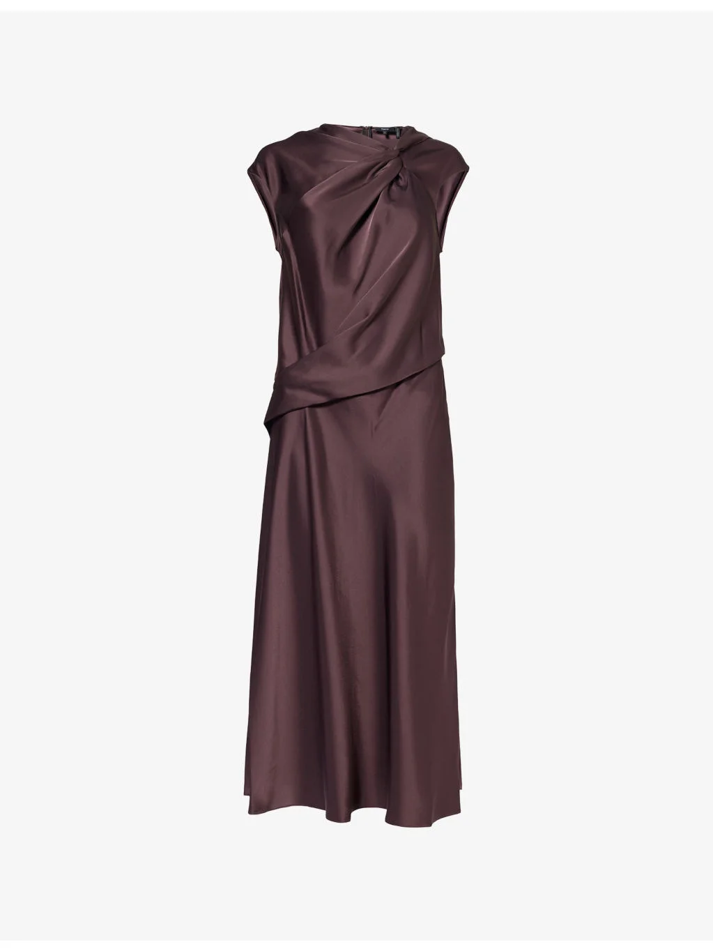 Twisted Bodice Satin Midi Dress - 1