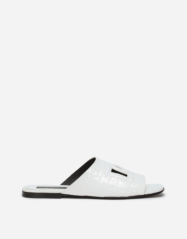 Crocodile-print calfskin Pantheon sliders - 1