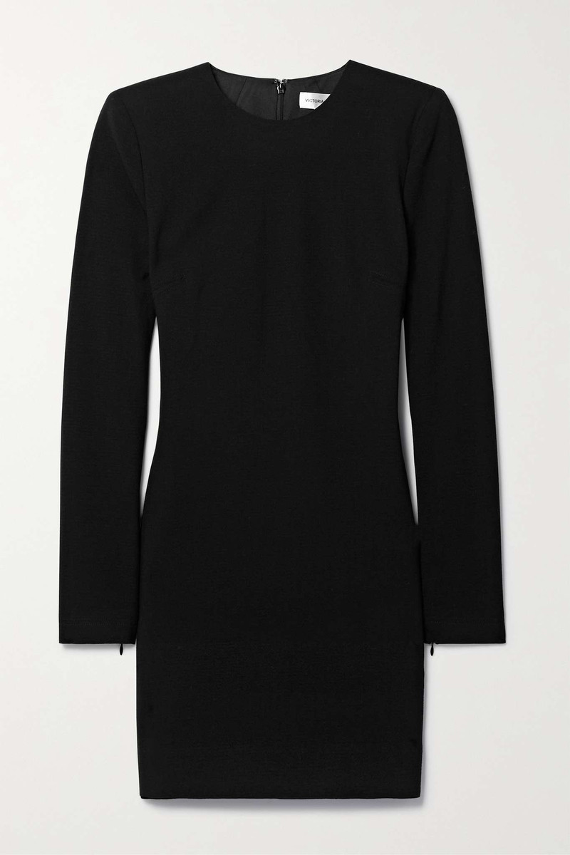 Stretch wool-blend crepe mini dress - 1