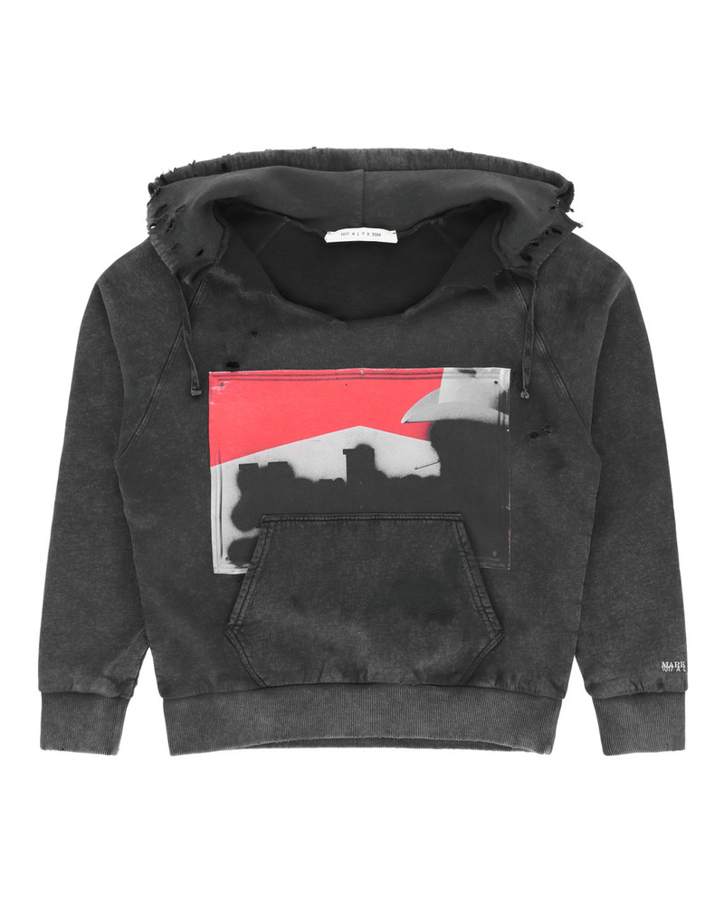 DESTROYED MARK FLOOD BOX HOODIE 1